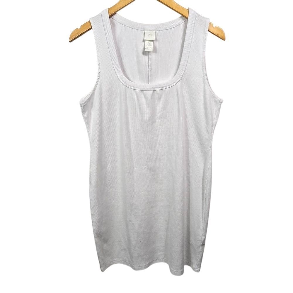 H&M White Ribbed Tank Mini Dress Size Xl